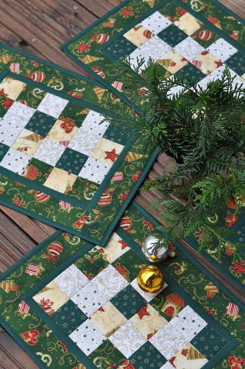 Vánoční patchwork zelený — foto 1
