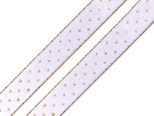 Stuha saténová s bodkami 15 mm lurex