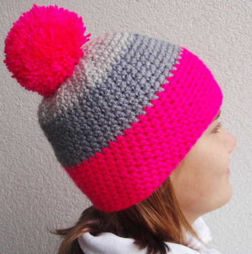 Čepice NEON PINK and DOUBLE GREY — foto 1