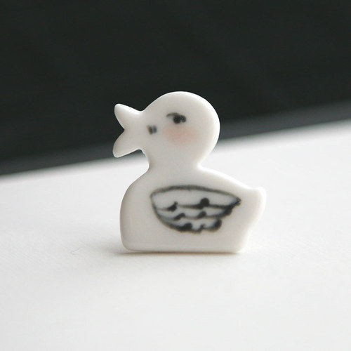 Kačka ....plavaat I (porcelánová brož) — foto 1