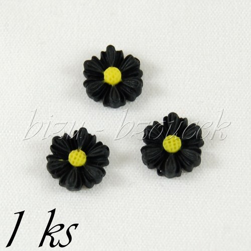 Černý kabošon sedmikráska 9mm — foto 1
