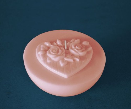 Forma na svíčky Srdce 2 růže p. - průměr 10cm