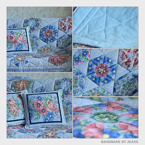 Deka modré kaleidoskopy s polštářky — foto 1