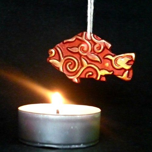 Vánoční ozdoba - zlatá rybka