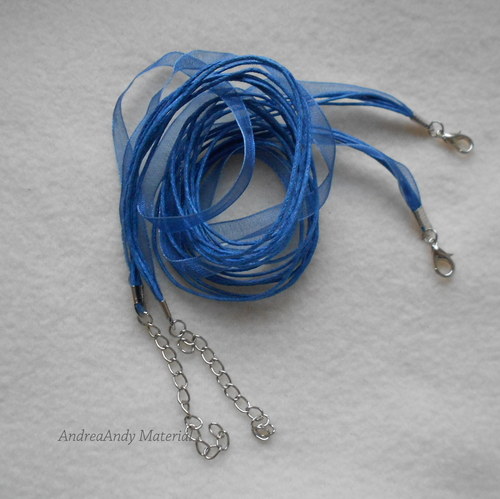 58-Náhrdelník organza modrý — foto 1