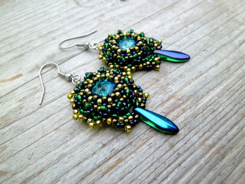 Swarovski "Paví" ... náušnice — foto 1
