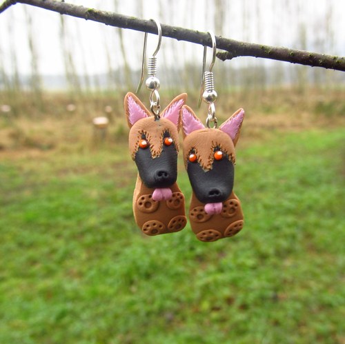 Náušnice se psem - malinois