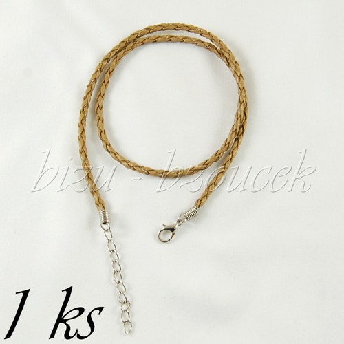 Světle hnědý koženkový náhrdelník - 1ks — foto 1