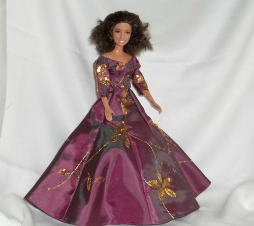 Fialové šaty pro Barbie s flitry-SLEVA — foto 1