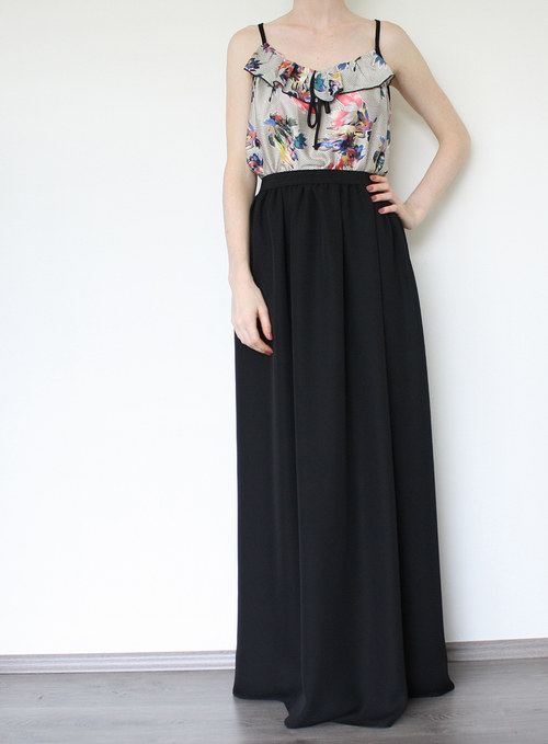 Šifonová maxi sukně - černá — foto 1