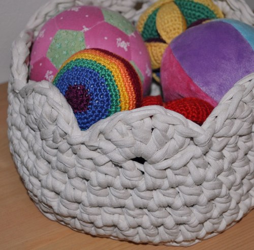 Bavlněný košík béžový ⌀ 26 cm — foto 1