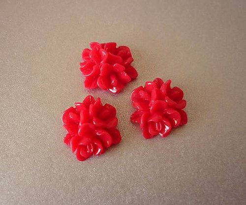 C56/ kabošon růžička bordó/ 15x15x6,5 mm/ 3ks