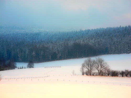 Panorama zimní krajina večerní
