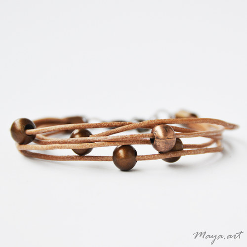 Hnědý kožený náramek "SIMPLE BRACELET" — foto 1