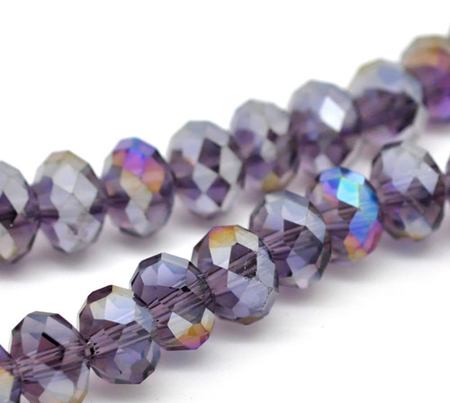 Rondelky/ 8x6mm/ fialová duha/ 10ks