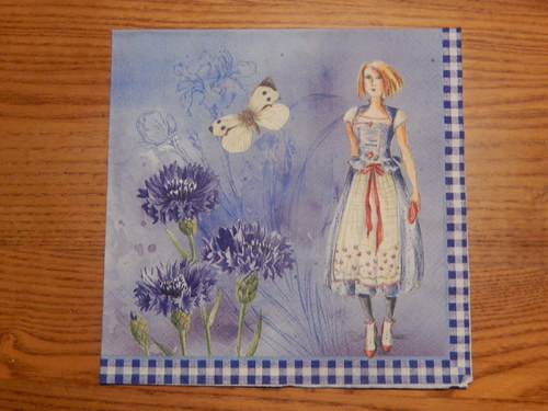 Ubrousek na decoupage - dívka a chrpy — foto 1