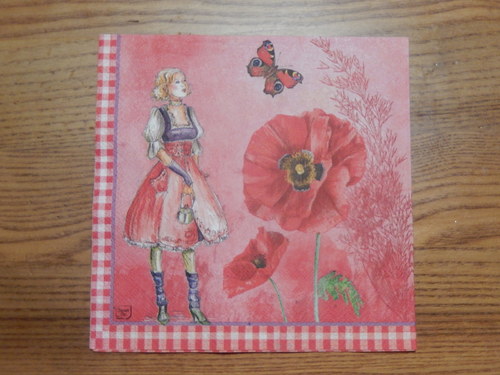 Ubrousek na decoupage - dívka a vlčí máky