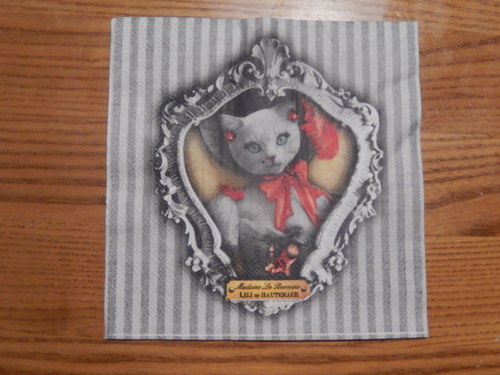 Ubrousek na decoupage - kočičí dáma
