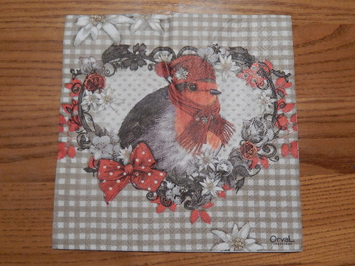 Ubrousek na decoupage - ptáček v čepici — foto 1