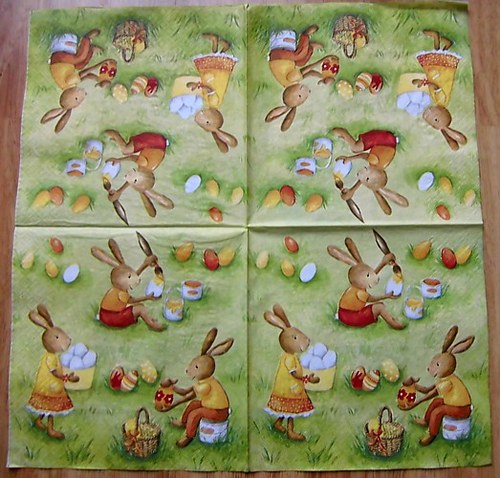 VEL 018 - ubrousek 33x33 - zajícči malují vejce