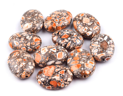Korálky marble oranžové 18 x 14mm, 2ks