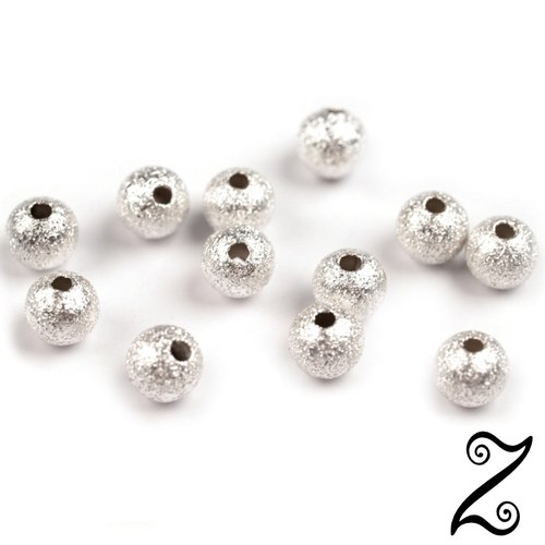 Korálek kovový, stříbrná, 6 mm (10ks)