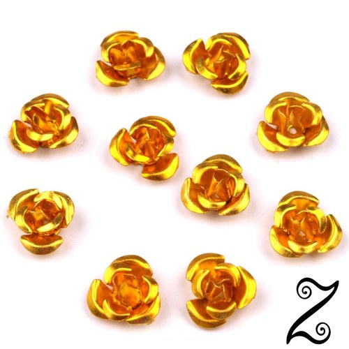 Kovová růžička, zlatá, 10 mm (10ks)