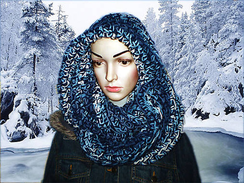 BLUE WINTER...háčkovaný nákrčník