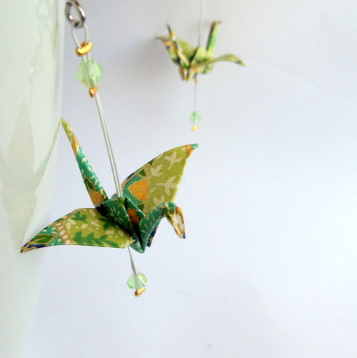 Zelinkavé štěstí - origami náušnice — foto 1