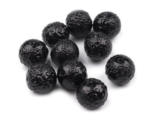 Voskované perly vroubkované 8mm - černé (10ks)