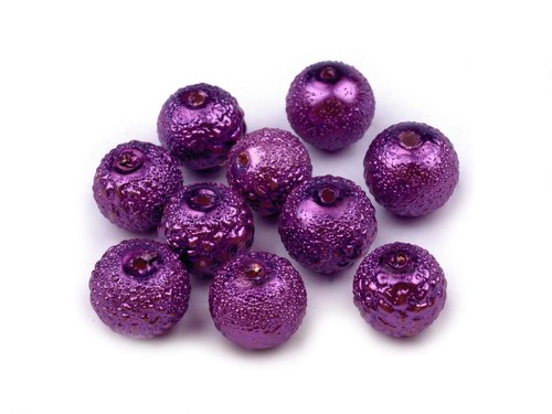 Voskované perly vroubkované 8mm-fialové tm.(10ks)