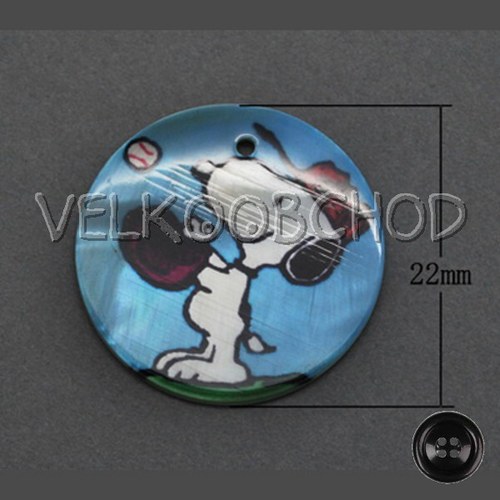 Přívěsek perleť pr.22mm (4ks) - Snoopy — foto 1