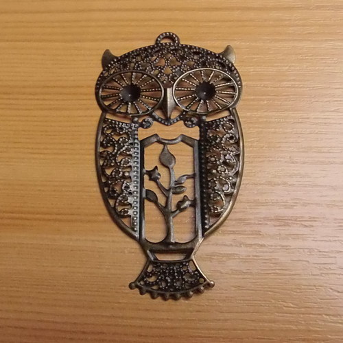 Sova - starobronz - filigrán - 75mm x 41mm