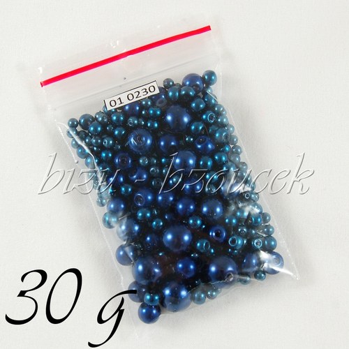 Tmavě modrá směs voskovaných perlí - 3-10mm - 30g — foto 1