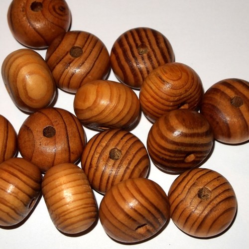 Dřevěné korálky RONDEL natural 30x20 mm (cena 5ks)