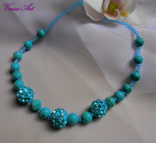 Náhrdelník s minerály "TYRKENIT" Shamballa