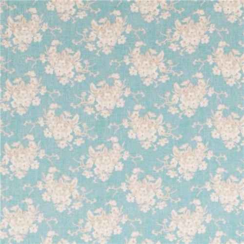 Látka Tilda White Flower Teal