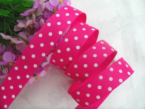 Stuha rypsová š.22 mm:Dots- hot pink