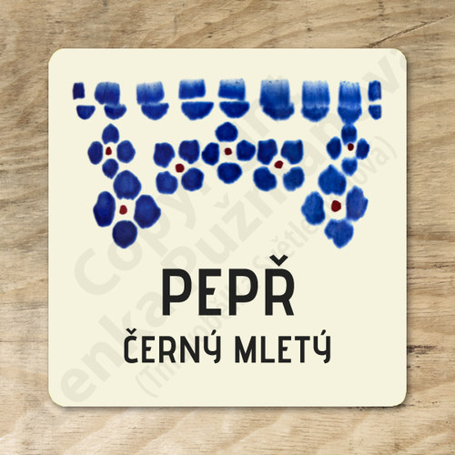 Pepř černý mletý - samolepka na kořenku