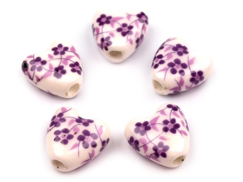 Korálky srdce PORCELÁN 14x14mm — foto 1