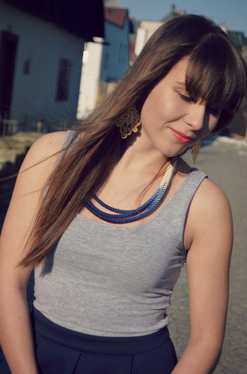 Třířadý náhrdelník NAVY BLUE — foto 1
