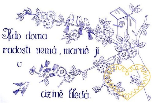 Nástěnná textilní kuchařka - Kdo doma radosti nemá