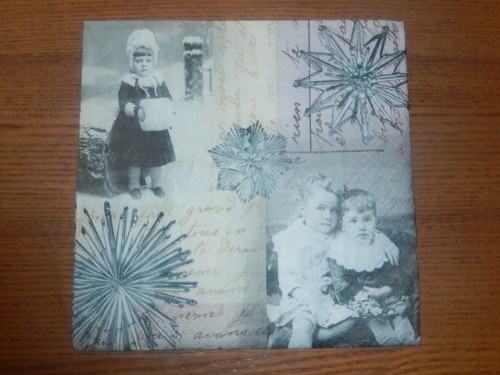 Ubrousek na decoupage - děti o vánocích