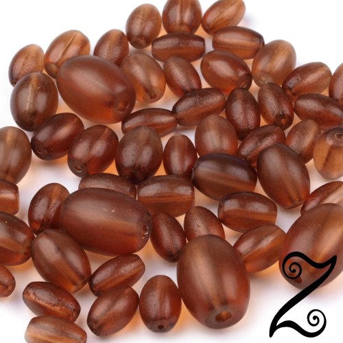 Skleněné korálky MATT, hnědá, MIX, 50g