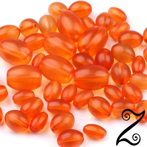Skleněné korálky MATT, oranžová, MIX, 50g