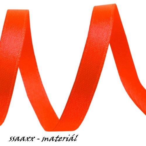 Stuha atlasová - jednolící, 6 mm, oranžová