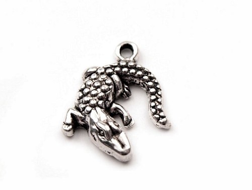 Kovový přívěsek - krokodýl - 15x18mm - 2kusy