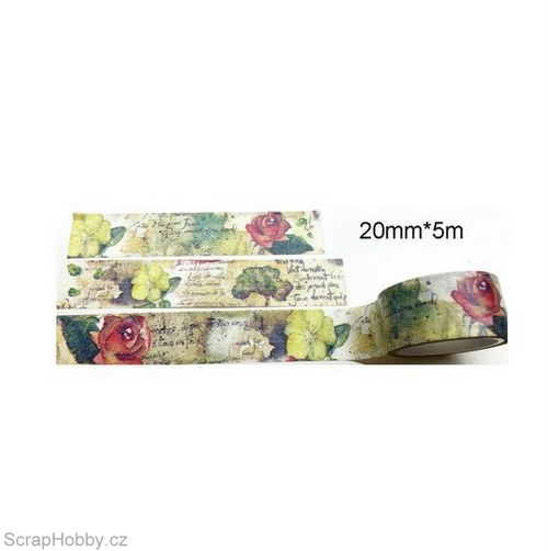 Washi páska - Růžičky - 5m x 20mm — foto 1