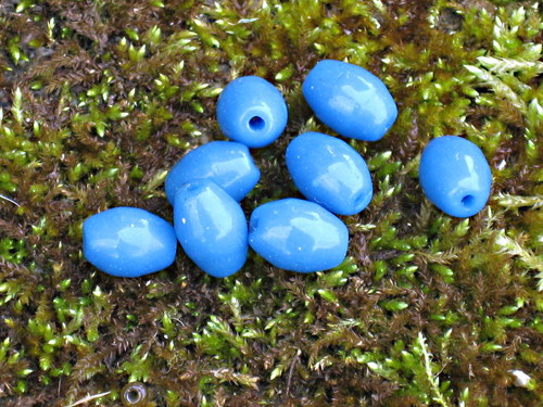 Skleněné modrozelené oválky, olivky 1 cm, — foto 1