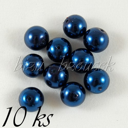 Tmavě modré voskované perle - 10mm - 10ks — foto 1
